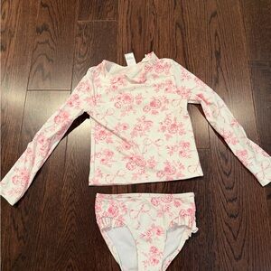 Gymboree Pink Floral Kids Swim Rashguard Set